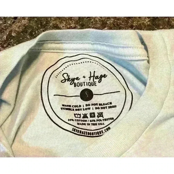 Skye & Haze Boutique Ladies Small "Tired As A Mother" Light Blue T-Shirt - Picture 7 of 7